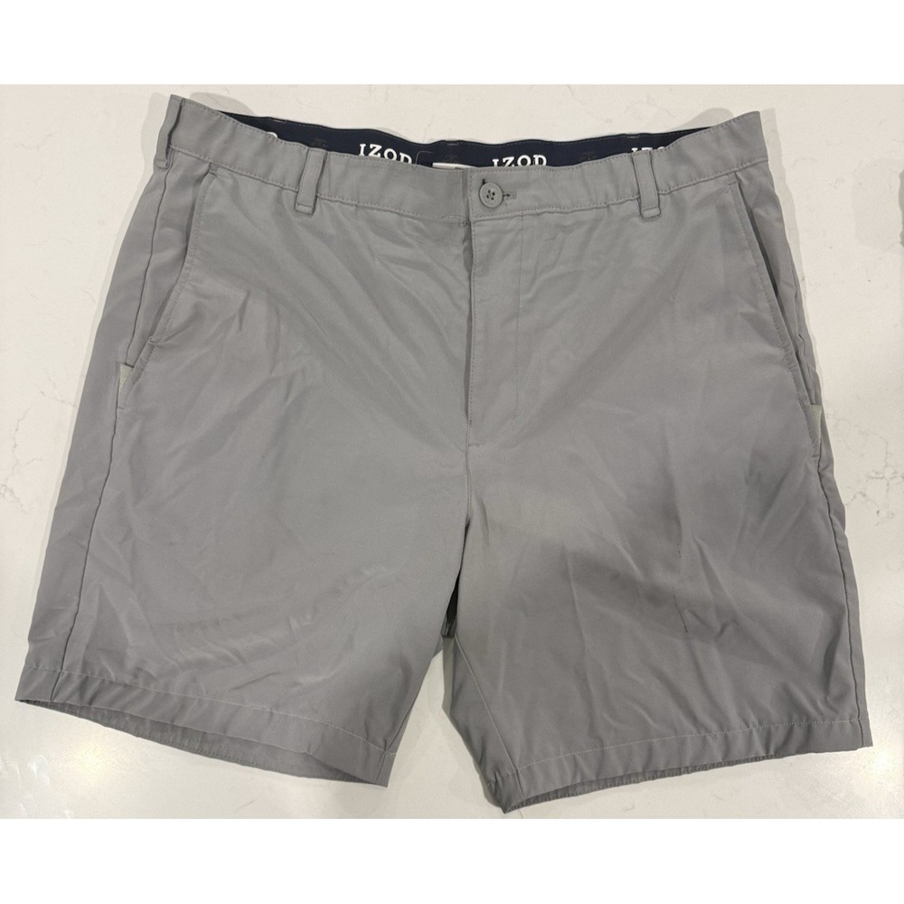 Izod Golf Chino Shorts Gray Mens Size‎ 38 Performance Flex Waistband Pockets